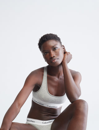 Calvin Klein Modern Cotton Racerback Bralette - Grey Heather