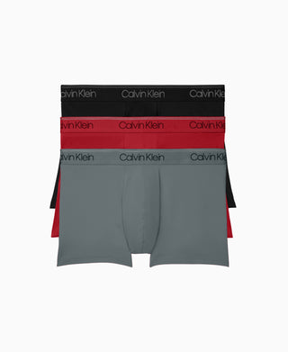Calvin Klein Micro Stretch 3 Pk Low Rise Trunk - Black, Grey, Red