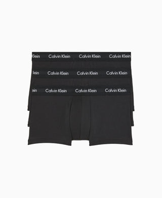 Cotton Stretch 3 Pk Low Rise Trunk - Black