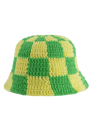 Handknitted Hat - Green/Yellow