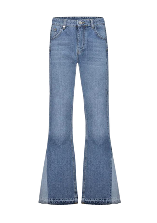 Flared Straight Jeans - Blue Denim
