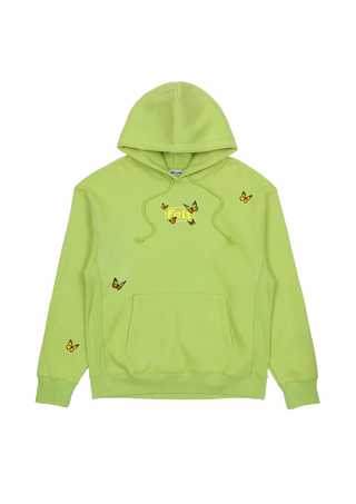 Butterfly Embroidered Fleece Hoodie - Sage