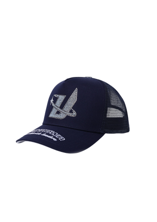Rhinestone Trucker Hat - Navy
